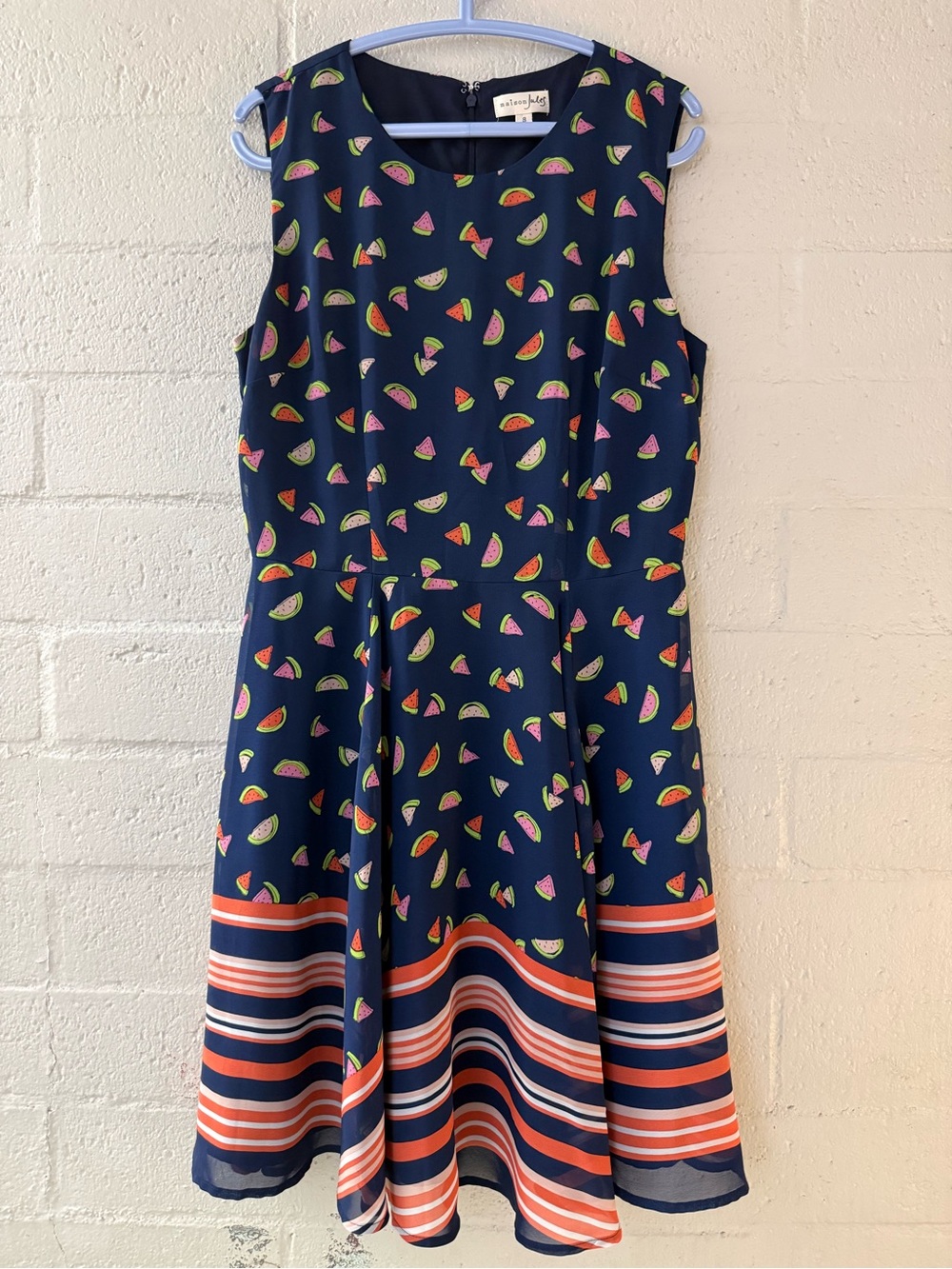 Maison Jules Navy Watermelon Print Fit & Flare Dress